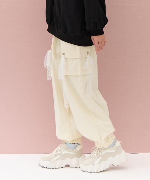 Amourire girl（アムリールガール） パンツ レースリボン カーゴパンツ