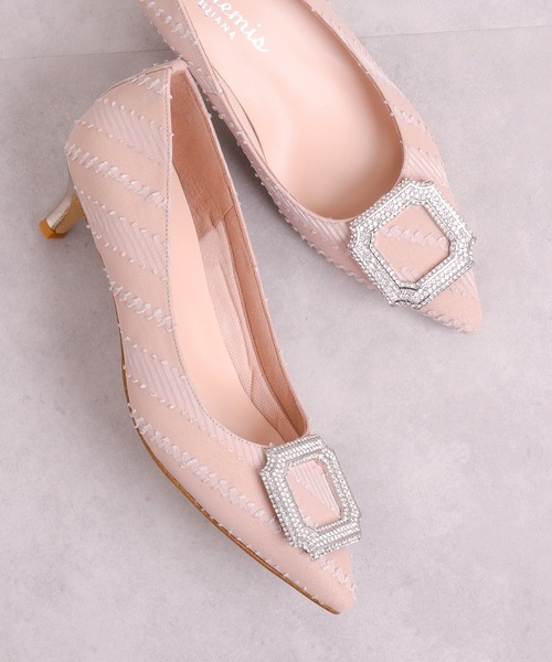 DIANA 新品 24.5cm 靴 パンプス ピンク×白 レースの通販