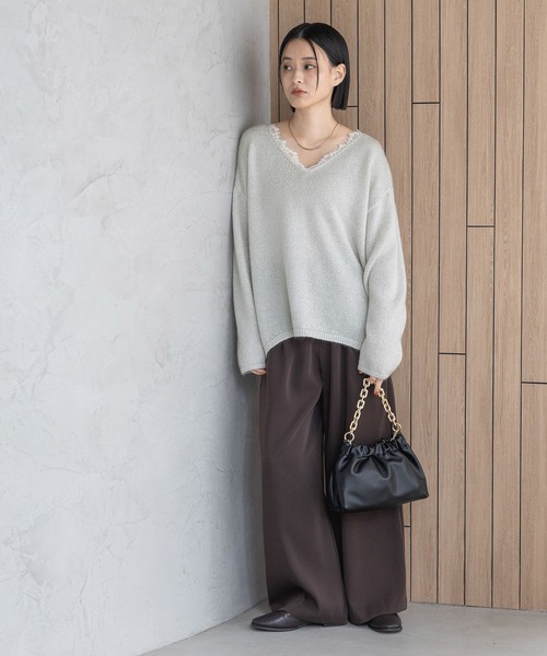 前後2wayバー&バックチェーンニット(長袖) A part by（アパートバイ） ショルダーバッグ バッグ チェーン2WAYBAG