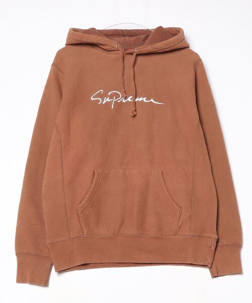 【人気デザイン】シュプリーム プルオーバーパーカー 刺繍Sロゴ ワンポイント Supreme（シュプリーム） 刺繍プルオーバーパーカー S ブラウン メンズ