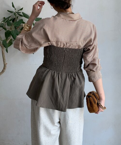 DouDou（ドゥドゥ） ブラウス シャツ アシメタックビスチェ レディース