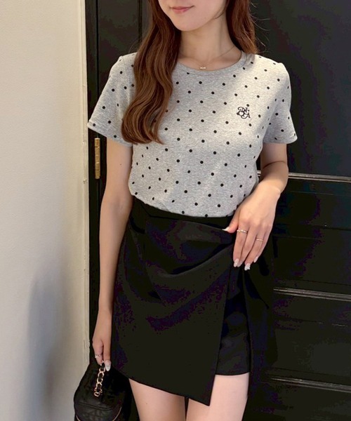 NICE CLAUP 半袖 ミニワンピ ドット 値下げ中 one after another NICE CLAUP tシャツ 半袖 ワンポイント刺繍ドットT