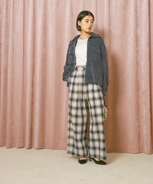 BAYFLOW（ベイフロー） パンツ チェック柄ワイドパンツ レディース