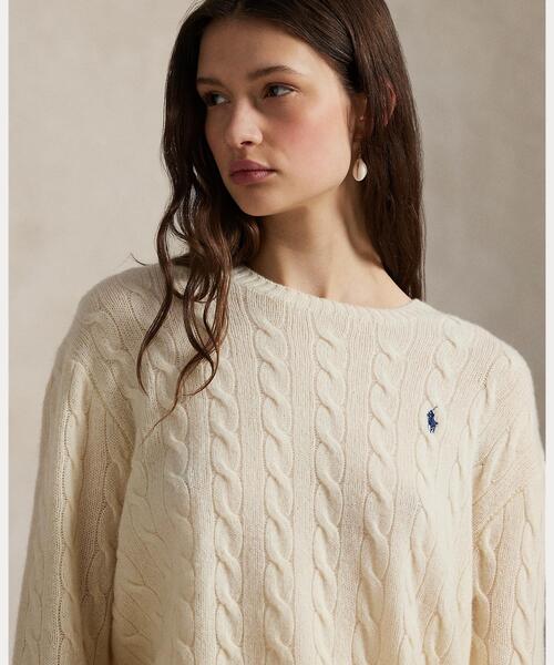 RALPH LAUREN　ニットキャミソール　S　カシミヤ ケーブルニット ウールカシミヤ カーディガン（カーディガン