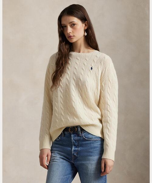 RALPH LAUREN　ニットキャミソール　S　カシミヤ ボタントリム ウールカシミヤ セーター（ニット/セーター