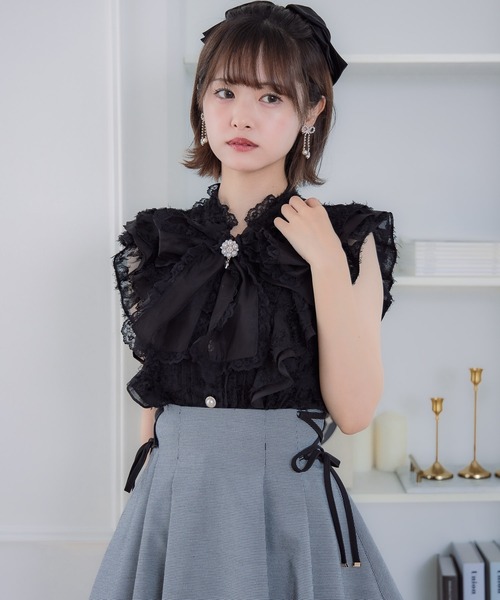 クチュールバイロジータ ブラウス シャツ 肩フリルフェザーブラウス