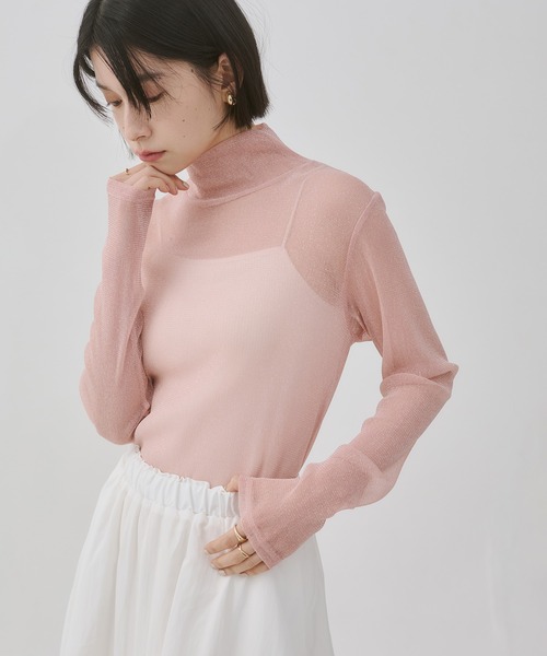 hunch（ハンチ） tシャツ ラメシアー ハイネックトップス レディース