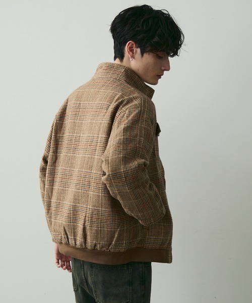 ジャケット・アウター Kolor 23aw glen check jacket GlenCheckPlaidBomberJacket_gra