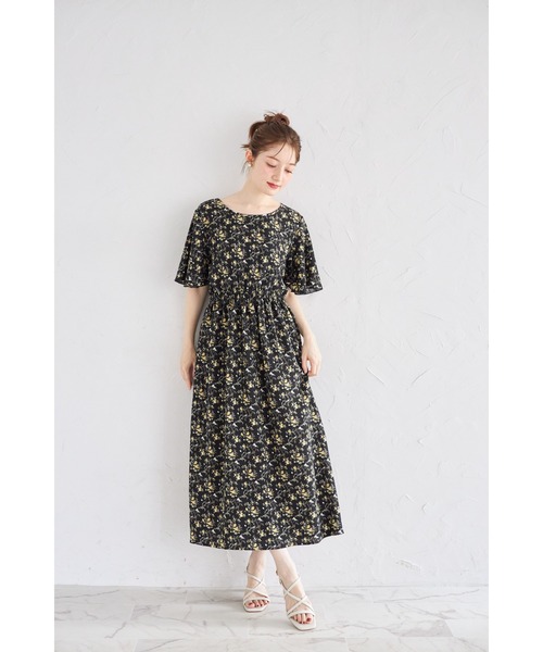 tocco closet ワンピース 「ZOZO限定」ウエストシャーリングフローラル