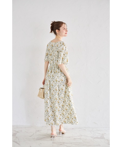 tocco closet ワンピース 「ZOZO限定」ウエストシャーリングフローラル