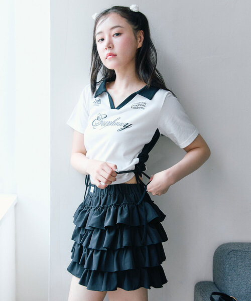 「OLIVE des OLIVE」 半袖ポロシャツ FREE ネイビー レディース_画像3