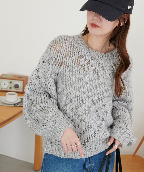 Discoat（ディスコート） ニット セーター 手編み風スラブニットプル