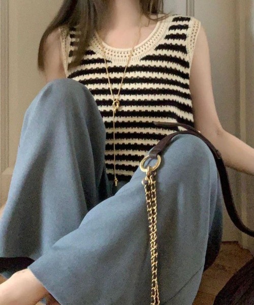 「CADBURY」 ノースリーブニット LARGE ブラック レディース_画像2