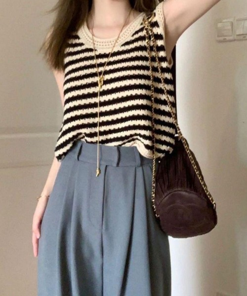 「CADBURY」 ノースリーブニット LARGE ブラック レディース_画像5