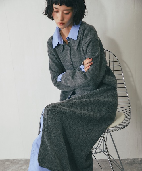 ニット セーター セットアップ可シャツドッキングニットトップス