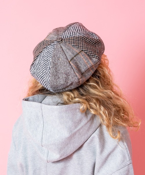 帽子 キャスケット レディース an meets zakka ランダムチェックパッチ