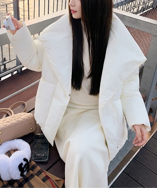 ダウンコート ダウンジャケット スタンドカラー中綿ミドルダウン