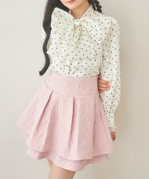 Suyunn スカート バックレースアップハートダイヤキルティングスカート