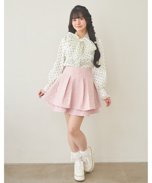 Suyunn スカート バックレースアップハートダイヤキルティングスカート