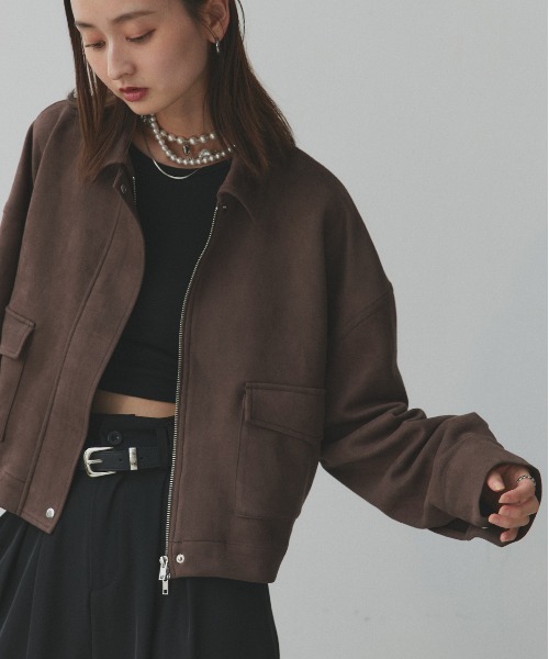 ad thie（アドティエ） ブルゾン アウター ルーズ スエード クロップド