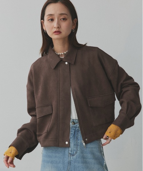 ad thie（アドティエ） ブルゾン アウター ルーズ スエード クロップド