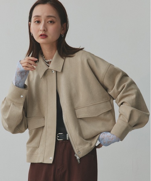 ad thie（アドティエ） ブルゾン アウター ルーズ スエード クロップド