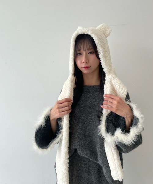 Loco Ocean（ロコオーシャン） マフラー ストール クマ耳付き フード型