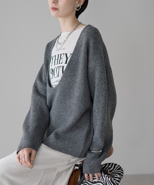 each alchemist ニット セーター 深Uネックオーバーサイズニット