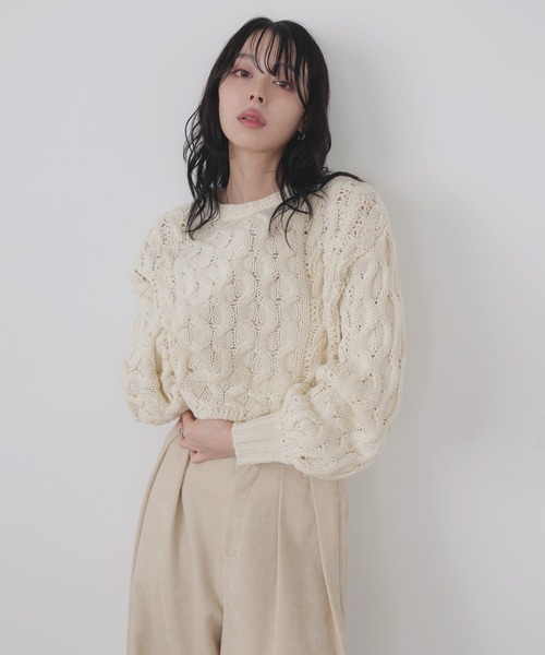 (取寄) バーリー レディース ニット セーター Varley women Fincham Knit Sweater Cinder Marl LIAN（リアン） ニット セーター バルキータッチケーブルニット