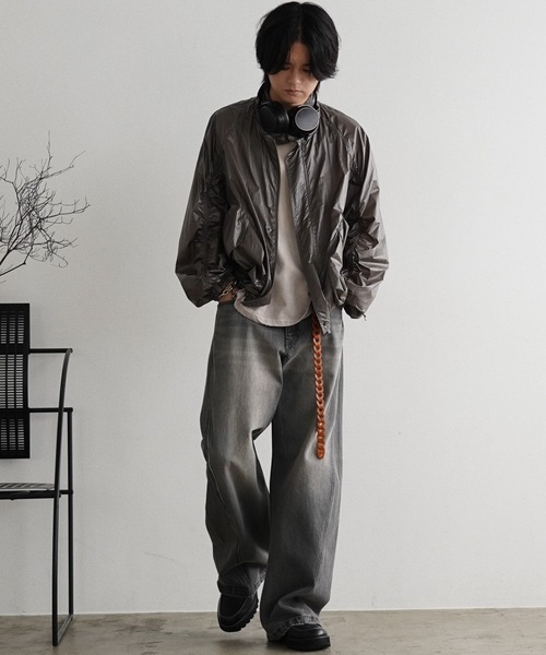 「WYM LIDNM」 ナイロンブルゾン S アッシュブラウン メンズ_画像4