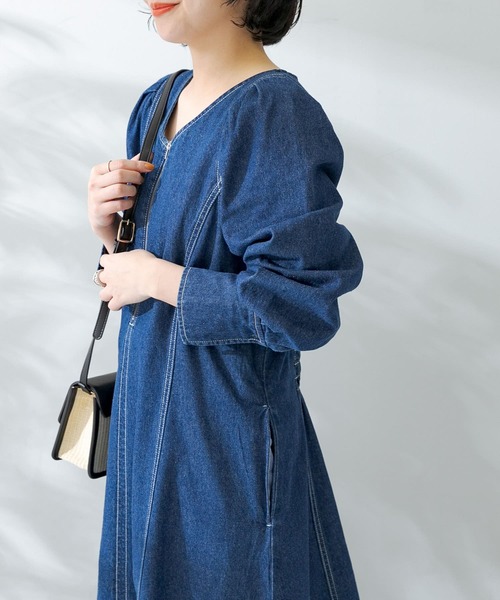 「URBAN RESEARCH Sonny Label」 長袖ワンピース FREE ライトインディゴブルー レディース_画像4