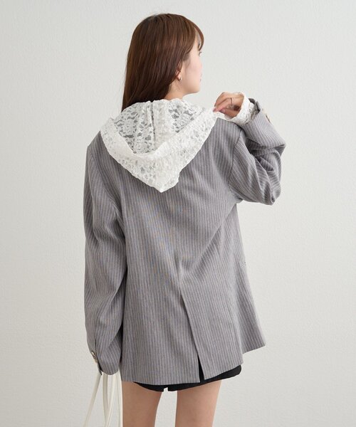 mystic（ミスティック） パーカー レースフーディーパーカー