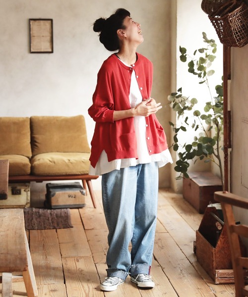 「soulberry」 ニットカーディガン M レッド レディース_画像5