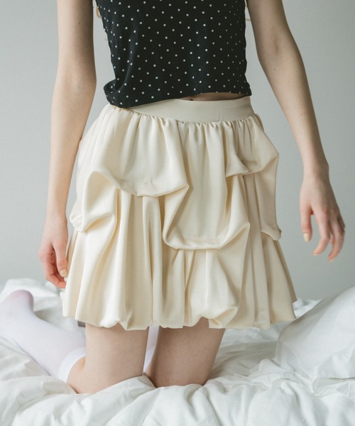 スカート tuck balloon mini skirt / タックバルーンスカート