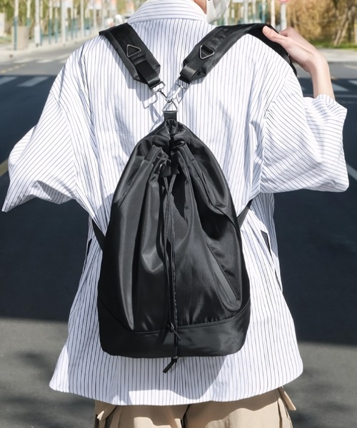 WYZ デイバック リュック 2WAYナイロン巾着リュック/ナップサック/A4