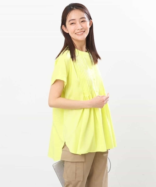 「MK MICHEL KLEIN」 半袖ブラウス 38 レモンイエロー レディース_画像3