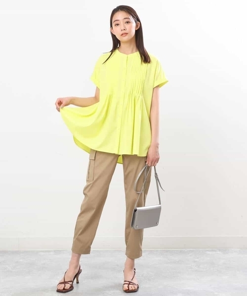「MK MICHEL KLEIN」 半袖ブラウス 38 レモンイエロー レディース_画像7