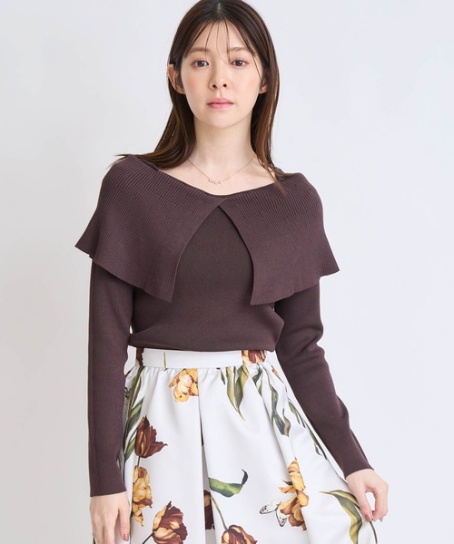 完売品 ノエラ フラワーフレアスリーブニット ベージュ NOELA（ノエラ