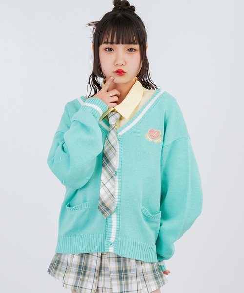 ANAP GiRL（アナップガール） カーディガン 刺繍入ラインニット 