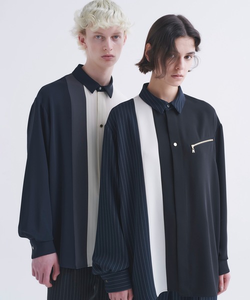 「CULLNI」 長袖シャツ 1 ブラック×ブルー メンズ_画像3