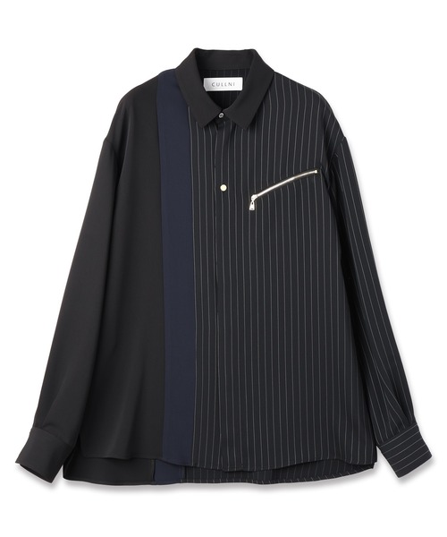 「CULLNI」 長袖シャツ 1 ブラック×ブルー メンズ_画像4