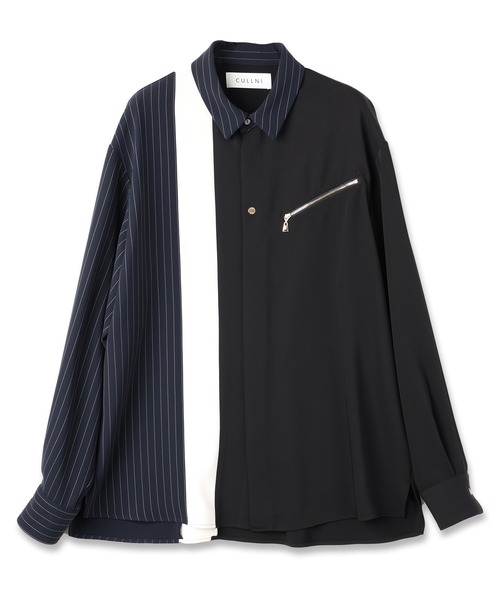 「CULLNI」 長袖シャツ 1 ブラック×ブルー メンズ_画像5