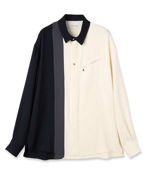 「CULLNI」 長袖シャツ 1 ブラック×ブルー メンズ_画像7