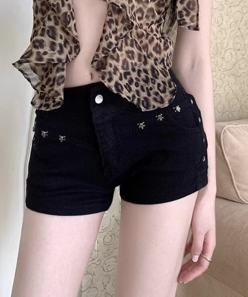 「lilful」 デニムショートパンツ M ブラック レディース_画像2