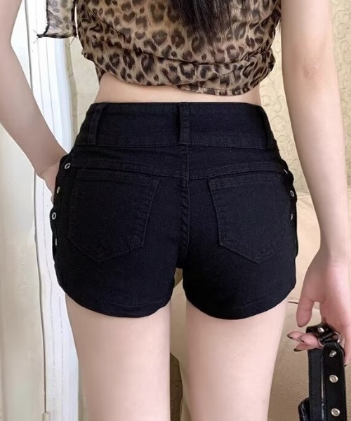 「lilful」 デニムショートパンツ M ブラック レディース_画像3