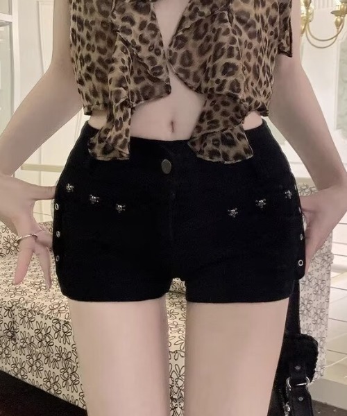 「lilful」 デニムショートパンツ M ブラック レディース_画像7