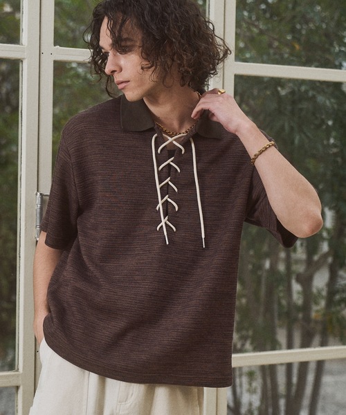Casper John（キャスパージョン） ポロシャツ 半袖 Melange lace polo