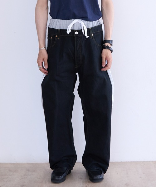 ジーンズ DISCOVERED ”newsed” Docking Layered Track Denim Pants メンズの画像