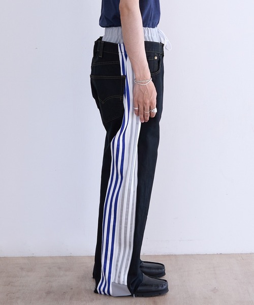 ジーンズ DISCOVERED ”newsed” Docking Layered Track Denim Pants メンズの画像