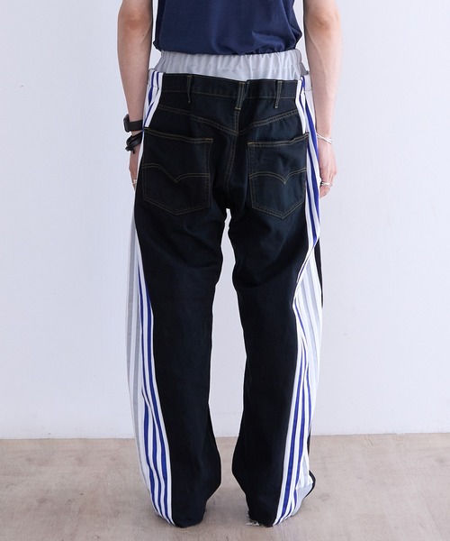 ジーンズ DISCOVERED ”newsed” Docking Layered Track Denim Pants メンズの画像